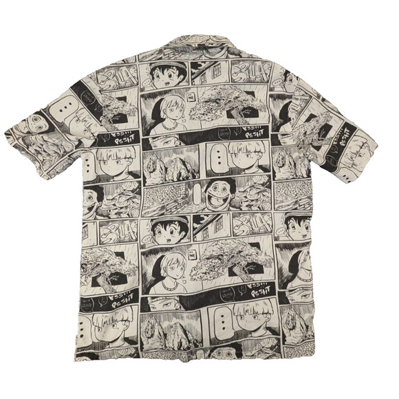 Zara Shirt Small Men's White Button Down Anime All Over Print Short Sleeve - Picture 2 of 6